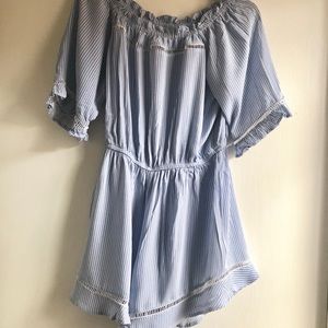 Cotton On Blue & White Off the Shoulder Romper